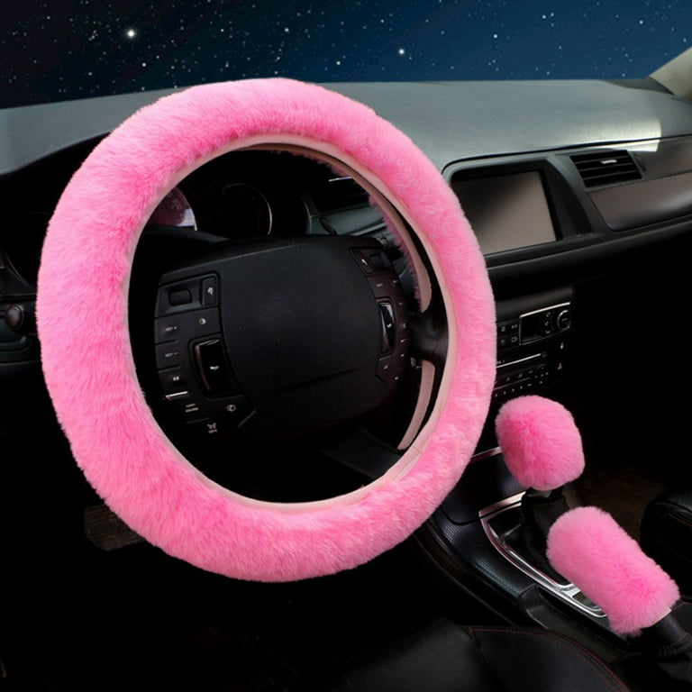 Fule Fluffy Car Steering Wheel Covers and Handbrake Cover and