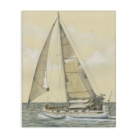 Stupell Industries Detailed Sailboat View Transportation Painting Gallery Wrapped Canvas Art Print Wall Art, 16 x 20