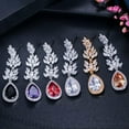 thumbnail image 6 of Silver Plated Long Black Stone Drop Wedding Earring Cubic Zirconia Women Jewelry, 6 of 9
