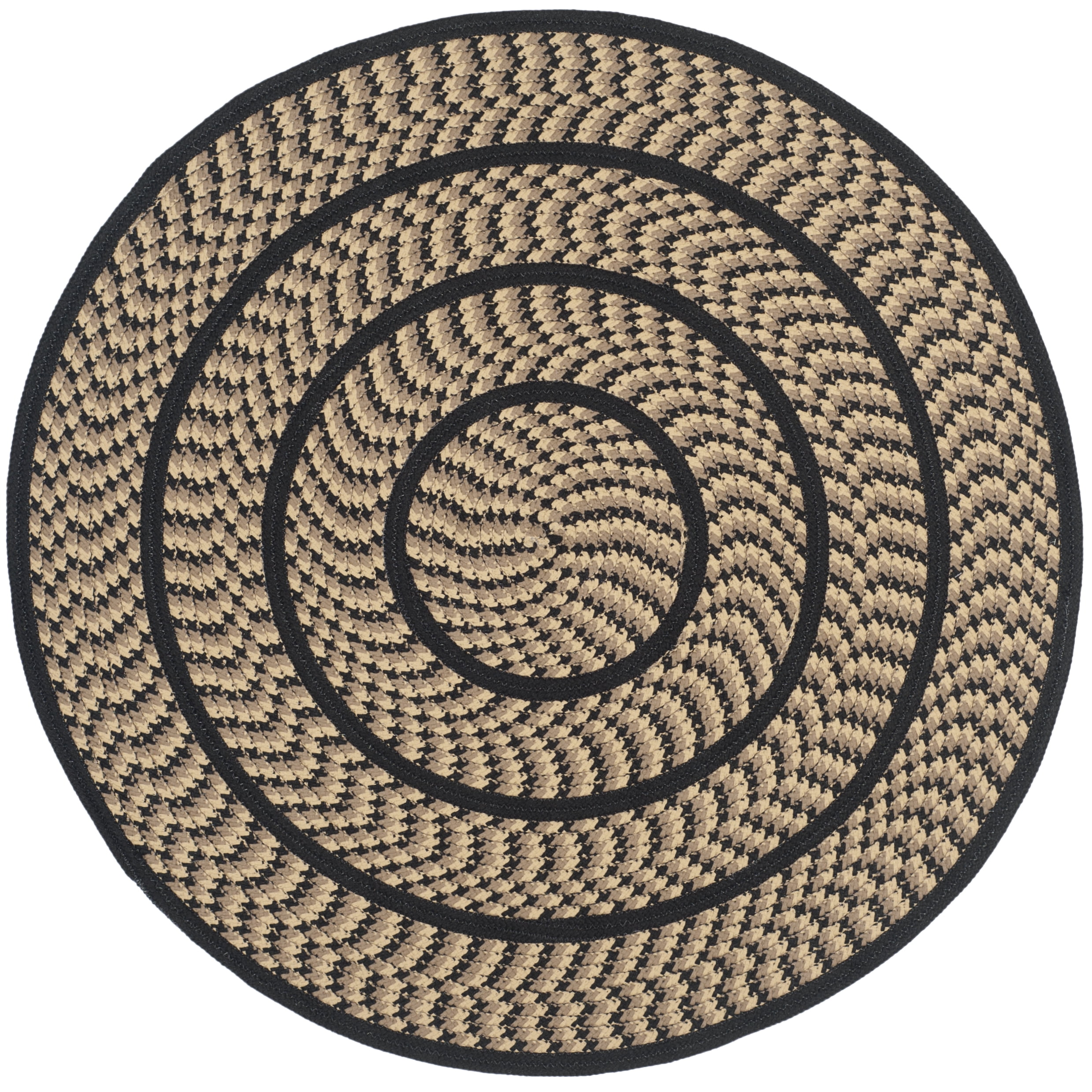 SAFAVIEH Braided Tanisha Bordered Reversible Area Rug, Beige/Black, 5' x 5' Round