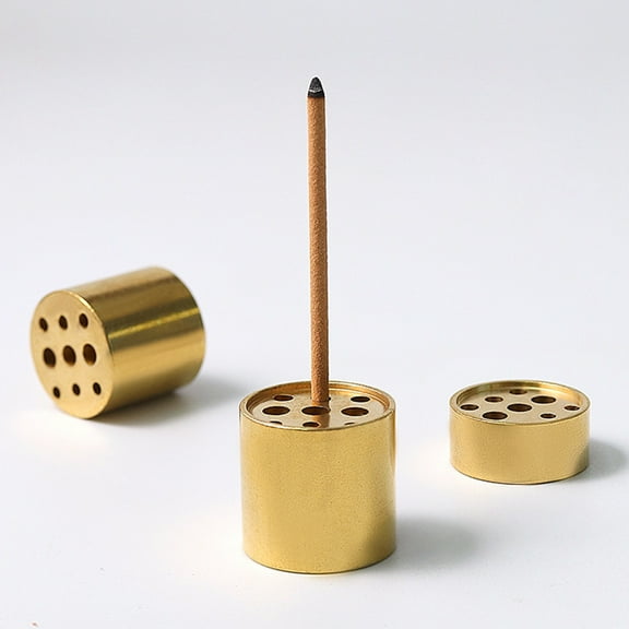 opvise Decorative Mini Incense Holder Copper Heat-resistant Incense Base with 9 Holes Creative Sandalwood Incense Burner L