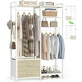 thumbnail image 6 of Aheaplus Clothes Rack - Reversible with 2 Drawers, Heavy Duty Garment Rack with Shelves, 6-Tier Freestanding Portable Wardrobe with Hanging Hooks, White Oak, 6 of 7