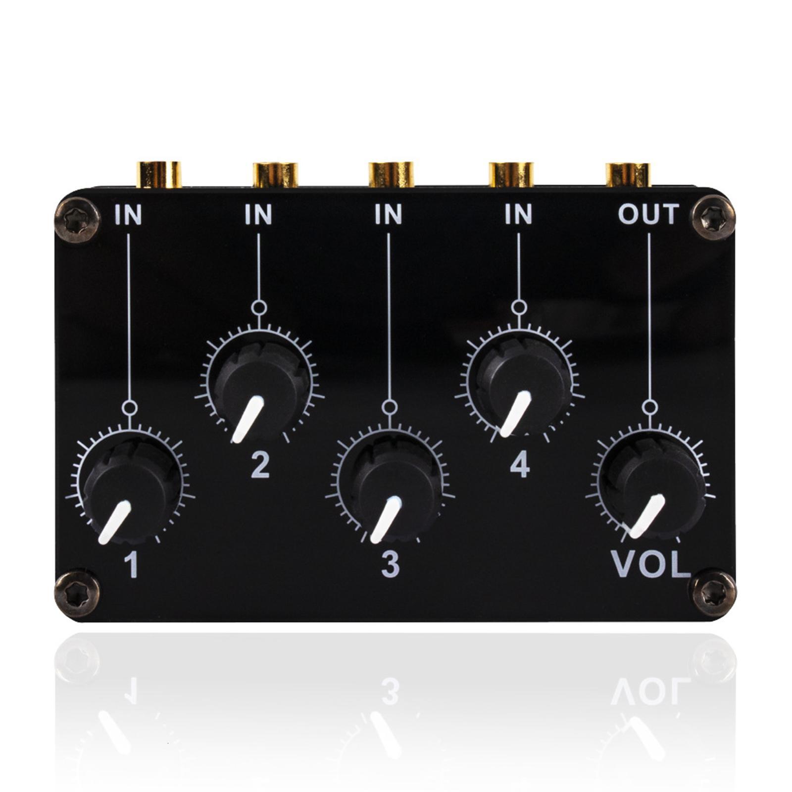 Ultra Low Noise 4 Channel Line Mixer 4 Stereo Channel Mini Audio Stereo Passive Mixer No Need External Power Supply