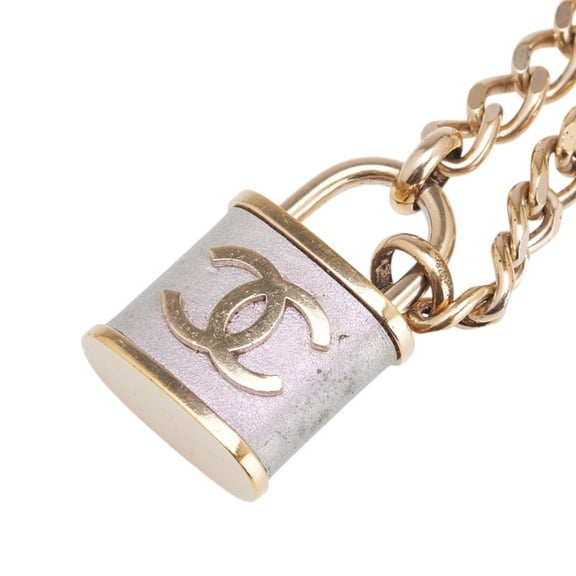 Pre-Owned Chanel Coco Mark Cadena Padlock Motif Chain Necklace, Gold Plated, Women's