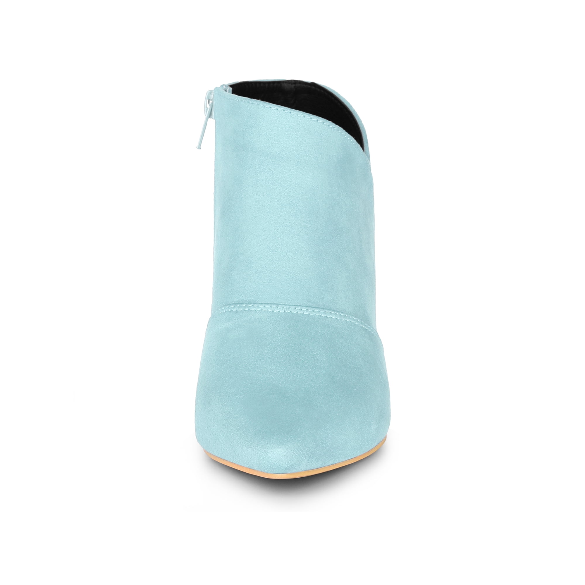 Blue kitten heel boots hot sale