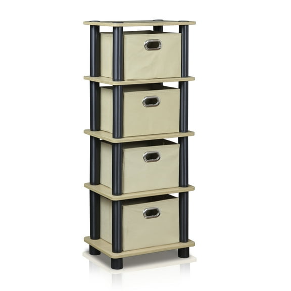 Furinno Turn-N-Tube 4-Bins System Rack, Oak