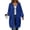 Blue, variant on Women Waffle Jacket Medium Length Hooded Zip Up Outwear with Pocket,Warm Windproof Fall Winter Daily Casual Loose Wear,Gray,M