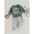 thumbnail image 3 of Bagilaanoe 2PCS Toddler Baby Boy Long Pants Set Letter Print Long Sleeve Sweatshirt Pullover Tops + Drawstring Sweatpants 6M 12M 18M 24M 3T Kids Casual Sweatsuits, 3 of 9
