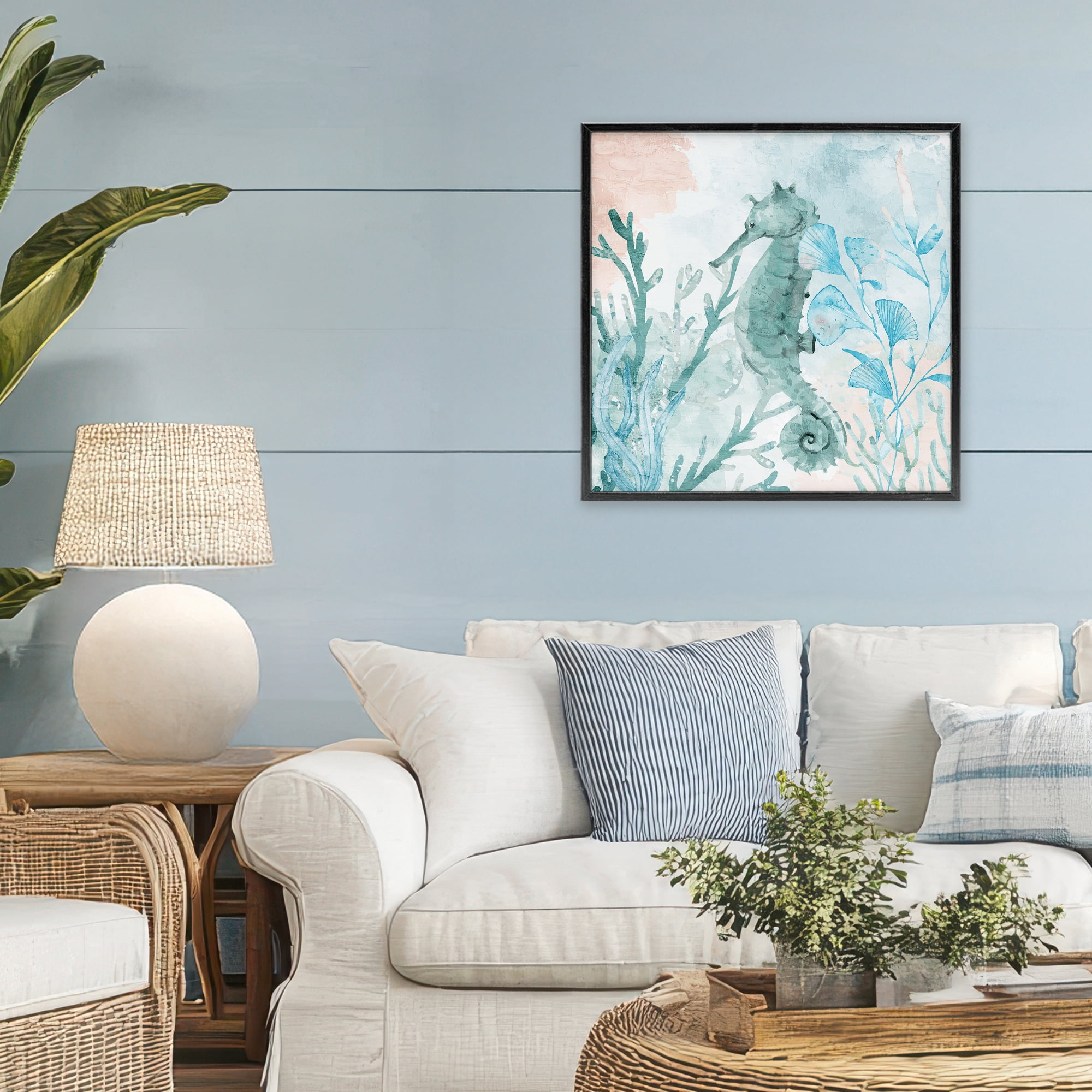 Stupell Industries Seahorse Sea Swim Black Framed Giclee Art, design by Kim Allen