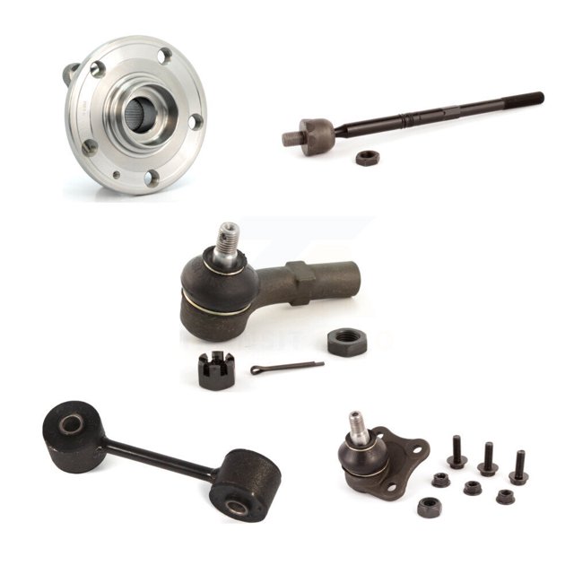 Transit Auto Front Right (Passenger Side) Bearing Assembly Lower Ball Joint Outer Inner Tie Rod & Sway Bar Stabilizer Link Kit (5Pc) for Car 2006 Volkswagen Jetta A4 body code with 2 Holes K7T-106298