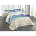 thumbnail image 2 of Ambesonne Tropical Quilted Coverlet 3 Pcs, Shore Sea with Waves, King Size, Cream Turquoise White, 2 of 4