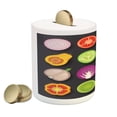 thumbnail image 2 of Vegetable Piggy Bank, Vegan Diet Theme with Corn Avocado Onion Radish Hipster Menu Healthy Lifestyle, Ceramic Coin Bank Money Box for Cash Saving, 3.6" X 3.2", Multicolor, by Ambesonne, 2 of 4