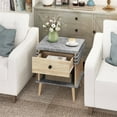 thumbnail image 2 of Costway 1 PCS 3-Tier Bedside Table with Antique Grey Faux Marble Top & Open Shelf, 2 of 10