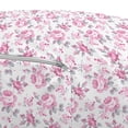 thumbnail image 3 of Shabby Flora Pouf Cover with Zipper, Pastel Roses Grey Leaves Garden Bedding Plants Spring Blossoms, Soft Decorative Fabric Unstuffed Case, 30" W X 17.3" L, Pale Pink White Grey, by Ambesonne, 3 of 5