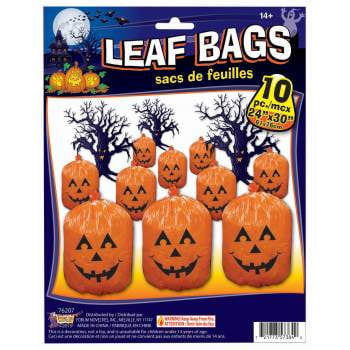 Aneco 24 Pack Teal Halloween Pumpkin Plastic Lawn and Leaf Bags in 2 Different Sizes Pumpkin Lawn Bags Halloween Decorative Giant Lawn Bags With Twist Ties for Halloween Decorative 
