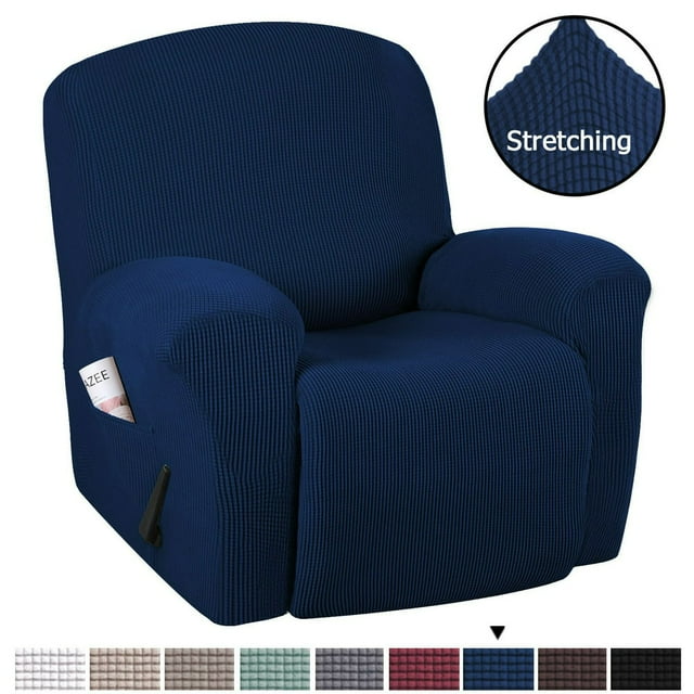 Housse Extensible pour Fauteuil Inclinable en Spandex Jacquard 1 Pce 2024 Bleu Marine