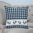 thumbnail image 4 of 20x20 Pillow Covers Set of 2, Farmhouse Blue Plaid Throw Pillow Covers Decorative Couch Cushion Case, Vintage Country Cock Checkered Microfiber Square Pillowcases for Bedroom Car Living Room, 4 of 7
