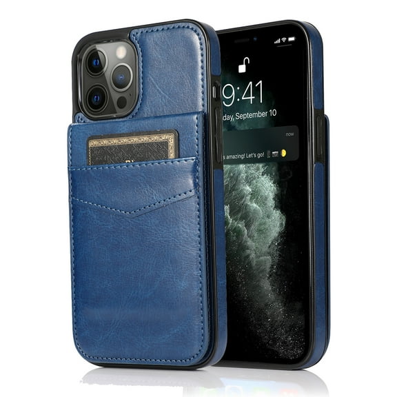 TECH CIRCLE iPhone 14 Pro 6.1 inch Case,Premium Leather Magnetic Clasp Kickstand Heavy Duty Protective Cover with Credit Card Holder for iPhone 14 Pro 6.1 inch 2022, Darkblue