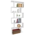 thumbnail image 4 of Yusong Bookshelf 6-Tier, Geometric Bookcase S Shaped Book Shelves for Bedroom, Modern Industrial Wood Decorative Display Shelf Book Case for Home Office, White, 4 of 6
