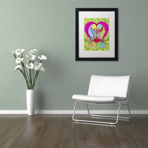Trademark Fine Art "Lovebirds in Colour" Canvas Art by Hello Angel, White Matte, Black Frame