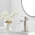 thumbnail image 4 of BWE Brushed Nickel Bathroom Faucet Modern Waterfall Single Hole Faucet for Bathroom Sink Single Handle Lavatory Bath Faucet Lead-Free, 4 of 7