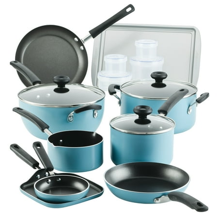 

Farberware 20 Pc Easy Clean Aluminum Nonstick Cookware Pots and Pans Set Aqua