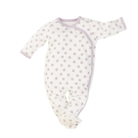 

Under the Nile Organic Cotton Baby Side Snap Footie with Fold-over Mitts - Lavender Dot - Size 0 To 3 Months