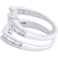 thumbnail image 2 of Gems Jewels 14K White Gold Plated 2.50Ct Baguette Cut White Diamond Christmas Wedding Engagement Thanksgiving Enhancer Guard Wrap Ring 925 Sterling Silver For Women's -9.5, 2 of 3