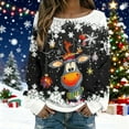 thumbnail image 2 of Arlun Christmas Sweaters for Women 2025 Funny Xmas Graphic Printed Knit Sweater Long Sleeve Loose Crewneck Pullover Tops Fall Winter Soft Comfy Warm Holiday Sweatshirts Black3 XXL, 2 of 5