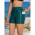 thumbnail image 3 of Charmo Women's Sporty Swim Shorts Stretchy Board Shorts Boyleg Swim Bottoms with Pockets, 3 of 8