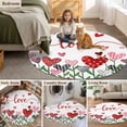 thumbnail image 5 of White Love, Round Area Rug 3.3 FT, Non Slip Small Entryway Kitchen Mat, Hppy Valentine's Day Geometric Leaves Washable Soft Circular Rug Non-Shedding Door Mat for Bathroom Playroom Kids Room, 5 of 9