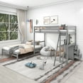 thumbnail image 5 of EUROCO Twin over Full Bunk Bed with Desk and Drawers for Kids Teens Room, Gray, 5 of 15
