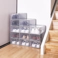 thumbnail image 6 of Shoe Storage Stackable Entryway Box Set of 12, Plastic, Gray, 6 of 8