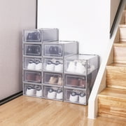 Shoe Storage Stackable Entryway Box Set of 12, Plastic, Gray