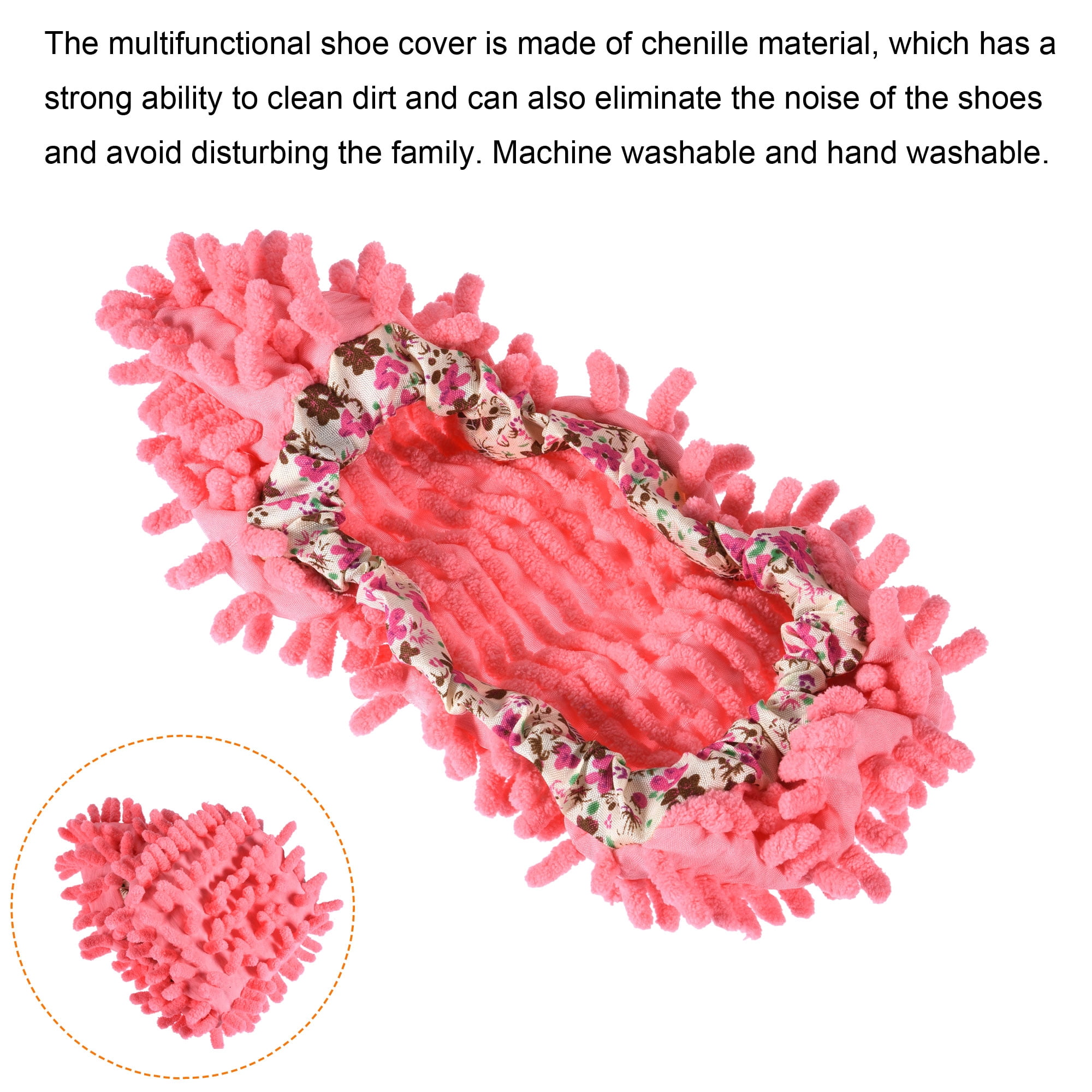 Unique Bargains Shoes Cover Multifunction Chenille Microfiber Duster Mop Pink
