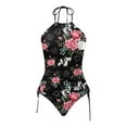 thumbnail image 4 of Kcodviy Women's Swimwear Tankini 2 Sunflower Bikini Top Sleeves Piece Normal Swimsuit Backless 2 Piece Printing Adjustable Print Color Padded Strap Board Shorts Set Bathing Suits Vacation Beach Wear, 4 of 4