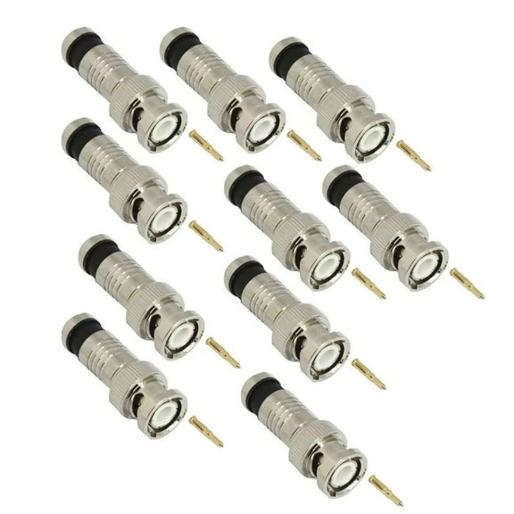 10PCS Quality BNC Male Twist-On Connectors for RG6 Coaxial Cables for CCTV and Surveillance Systems