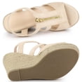 thumbnail image 5 of DARING DIVA Women's Wedges Zipper Sandals Platform Wedges Heels Sandals Beige 10, 5 of 7