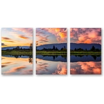 IDEA4WALL 3 Piece Landscape Canvas Prints Wall Art Green Forest Mountain and Lake - 24"x36"x3 Panels