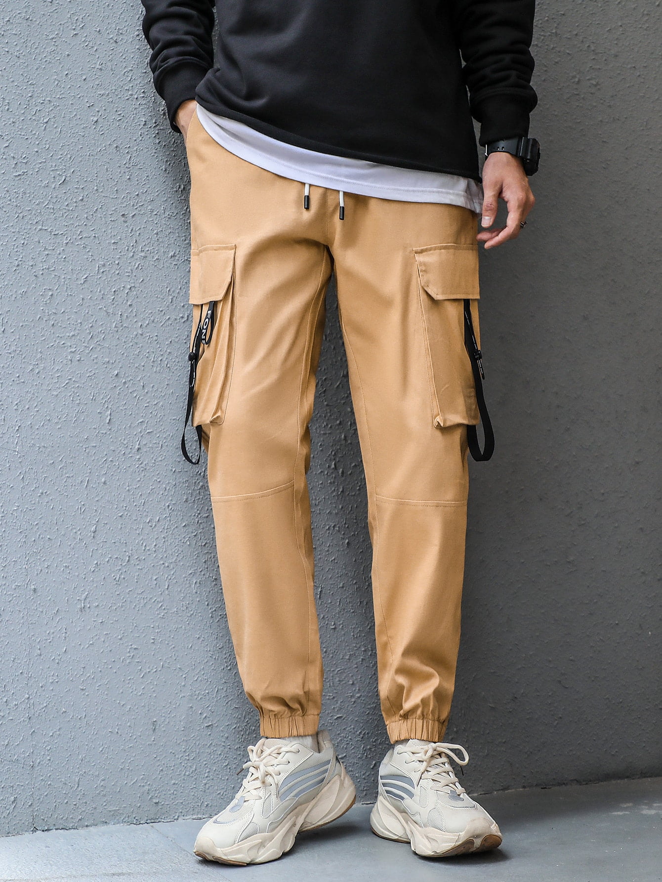 Flap Pocket Drawstring Cargo Pants 