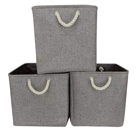 TFixol Large Foldable Fabric Linen Storage Bins Set of 3 Collapsible ...