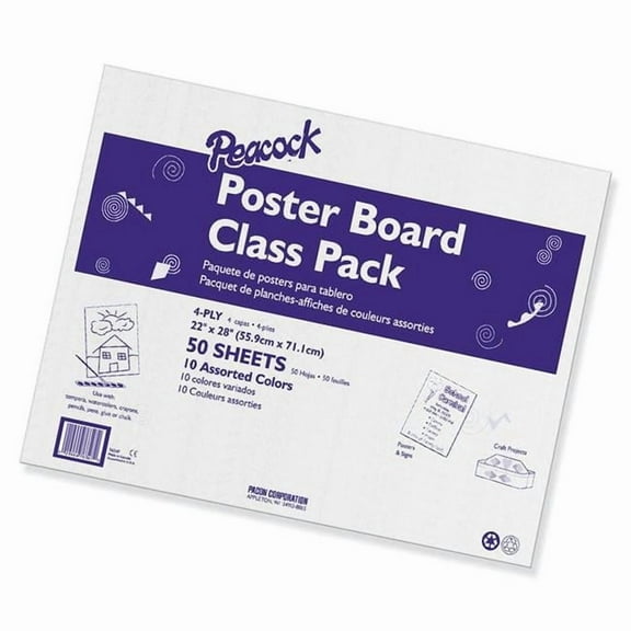 22 x 28 in. Poster Board Class Pack, Assorted Colors - 50 Sheets
