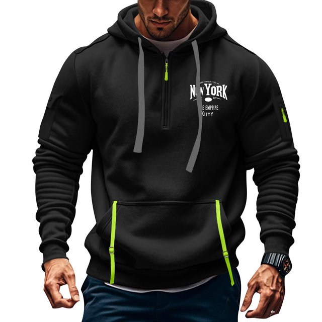 Sudadera con capucha para hombre, estilo casual, deportivo, de color liso, con cremallera y bolsillo, de manga larga, blusa de poliéster.