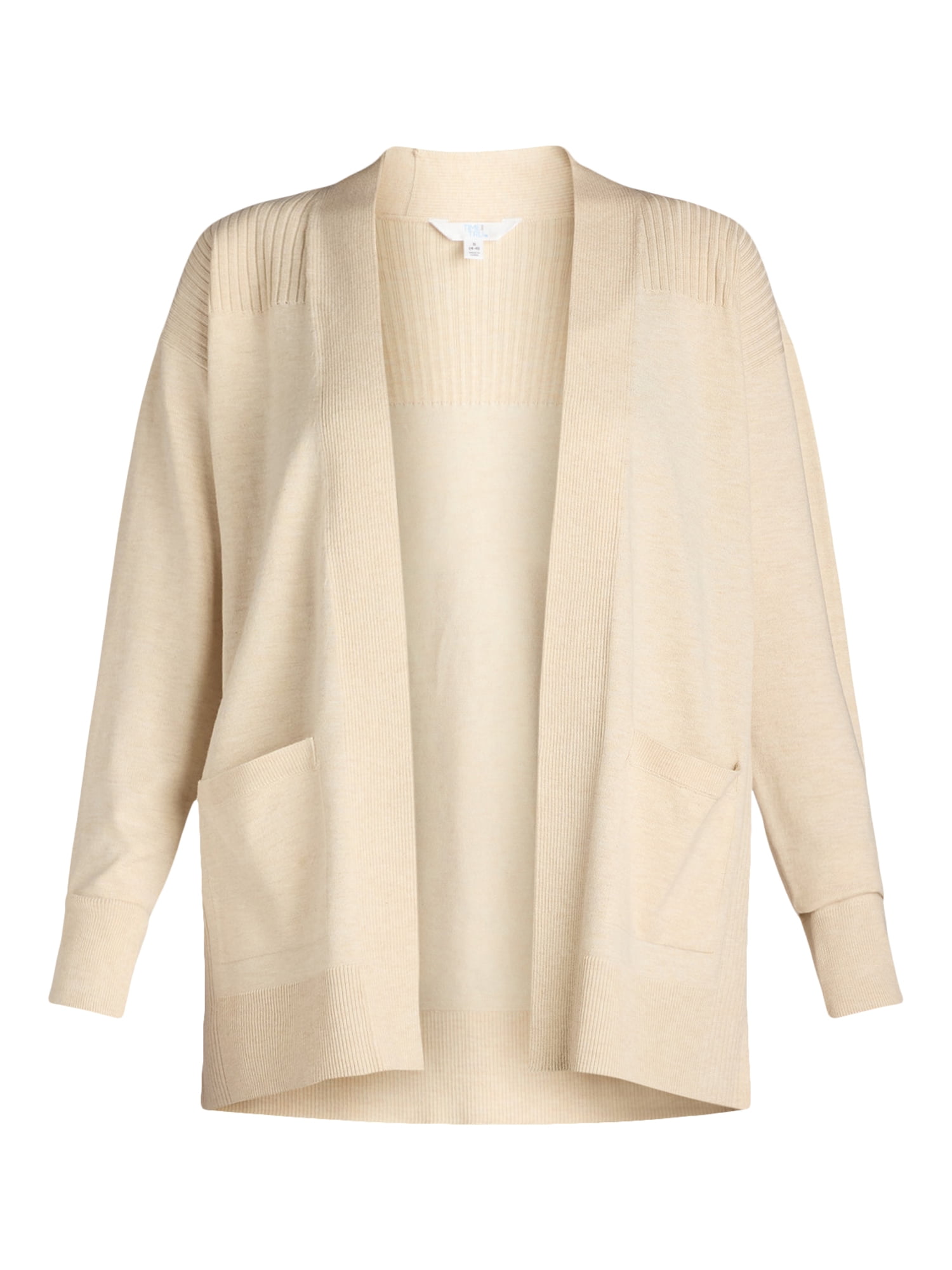 Time and Tru Women's and Women's Plus Open Front Cardigan Sweater, Sizes XS-4X