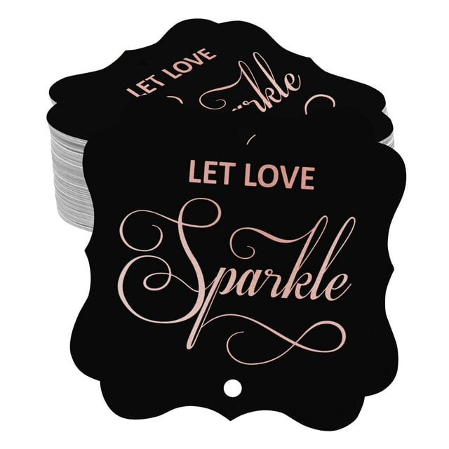Inkdotpot Real Rose Gold Foil Bracket Shape Paper Hang Tags Let Love Sparkle Wedding Favor Tags Pack Of 50
