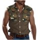 thumbnail image 1 of Camisas de Cuello para Hombres, Moda Casual Día de la Independencia Imprimir Turndown Bolsillos sin Mangas Tanque Deportivo, 1 of 5