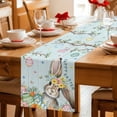 thumbnail image 5 of Table Runner - 72 Inch Long, Turquoise Easter Bunny Kitchen Dining Table Runner Dresser Scarves, Spring Easter Eggs Floral Wooden Farmhouse Decor for Coffee Tables Wedding Party Banquet, 5 of 8