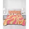 thumbnail image 3 of Pink Orange Full Size Down Alternative Comforter, Lightweight Comforter Quilt Bedding Set with Pillow Shams Art Abstract Modern Geometric All Seasons Bed Comforter Duvet Insert 78"x90", 3 of 7