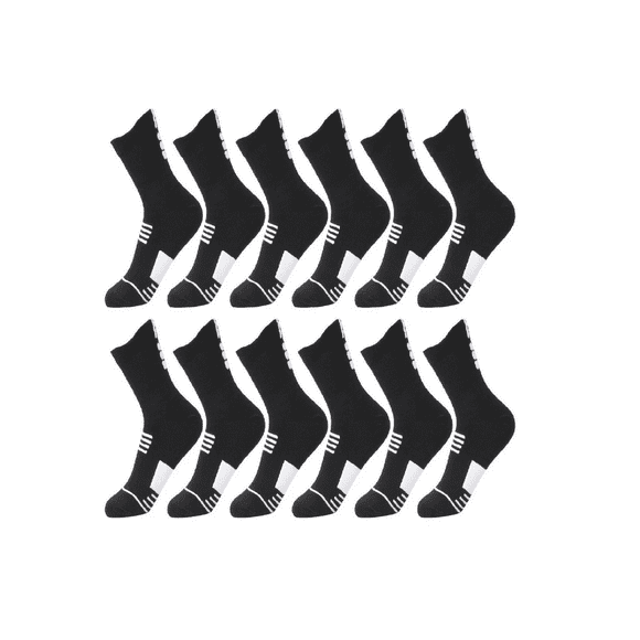 Calceta Deportiva Hombre 100% Algodón 12 Pares, Negro