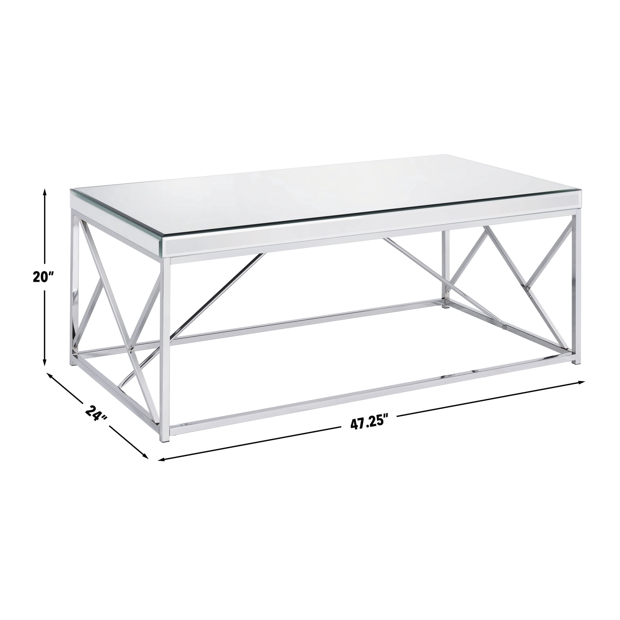 Steve Silver Evelyn Mirror Top Chrome Coffee Table